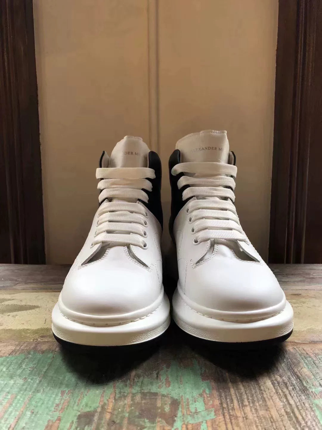 Alexander McQueen FW16 Black White 3M Reflective Skull High-Top Calfskin Sneakers
