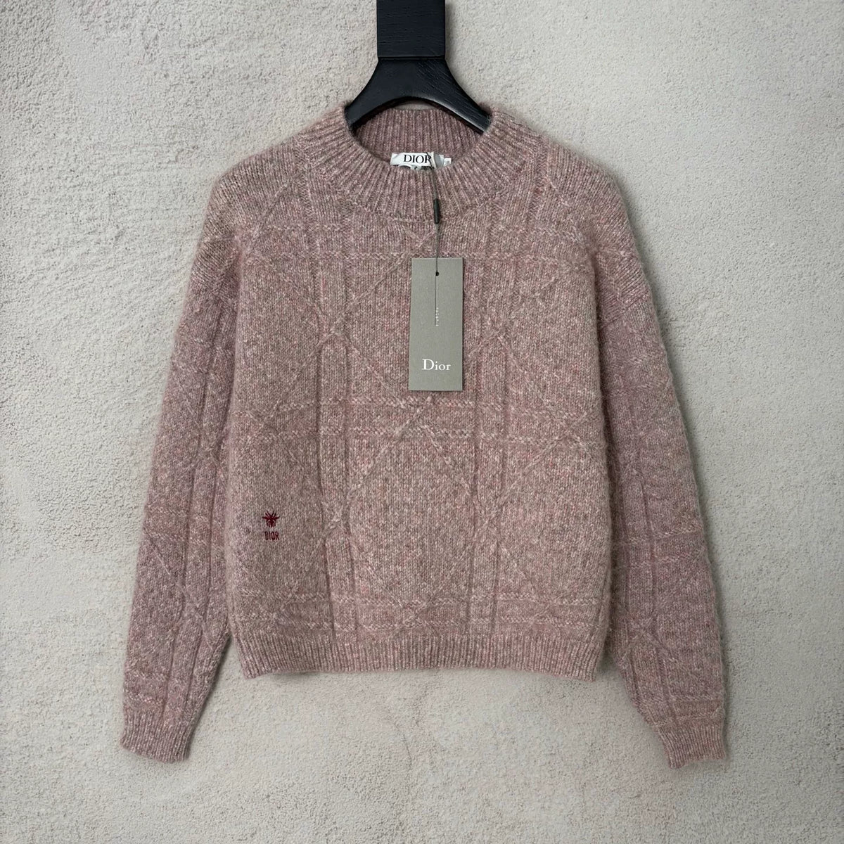 Dior Pink Little Bee Embroidery Cashmere Sweater