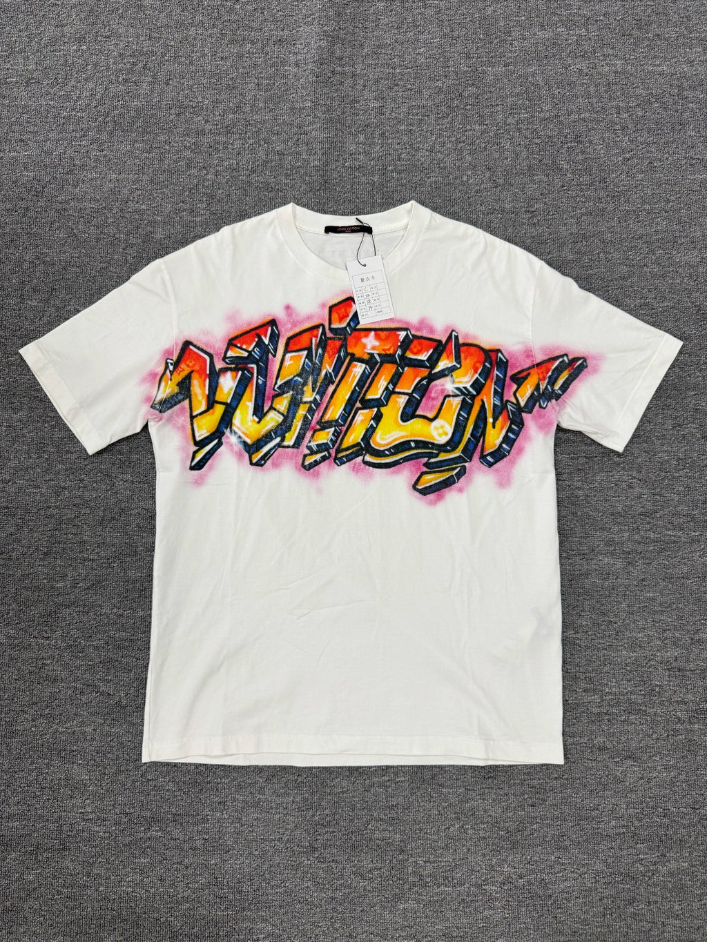 Louis Vuitton White Logo Graffiti Short Sleeve T-Shirt