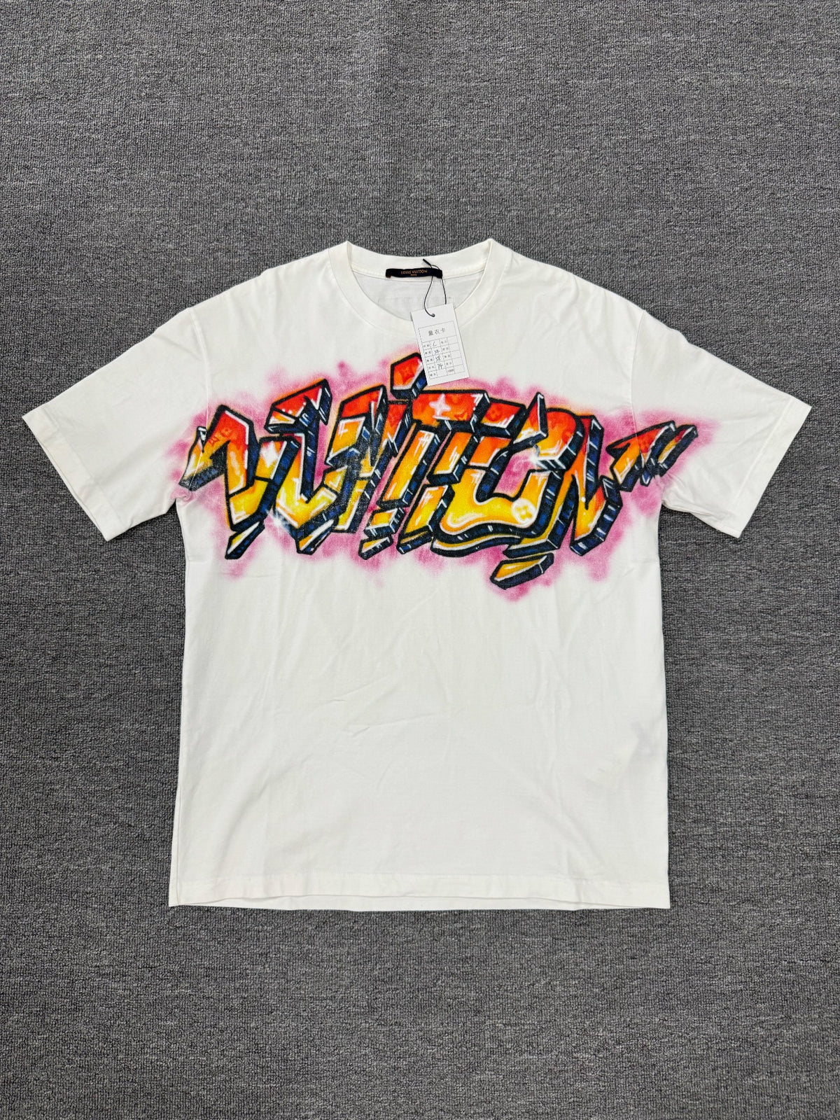 Louis Vuitton White Logo Graffiti Short Sleeve T-Shirt