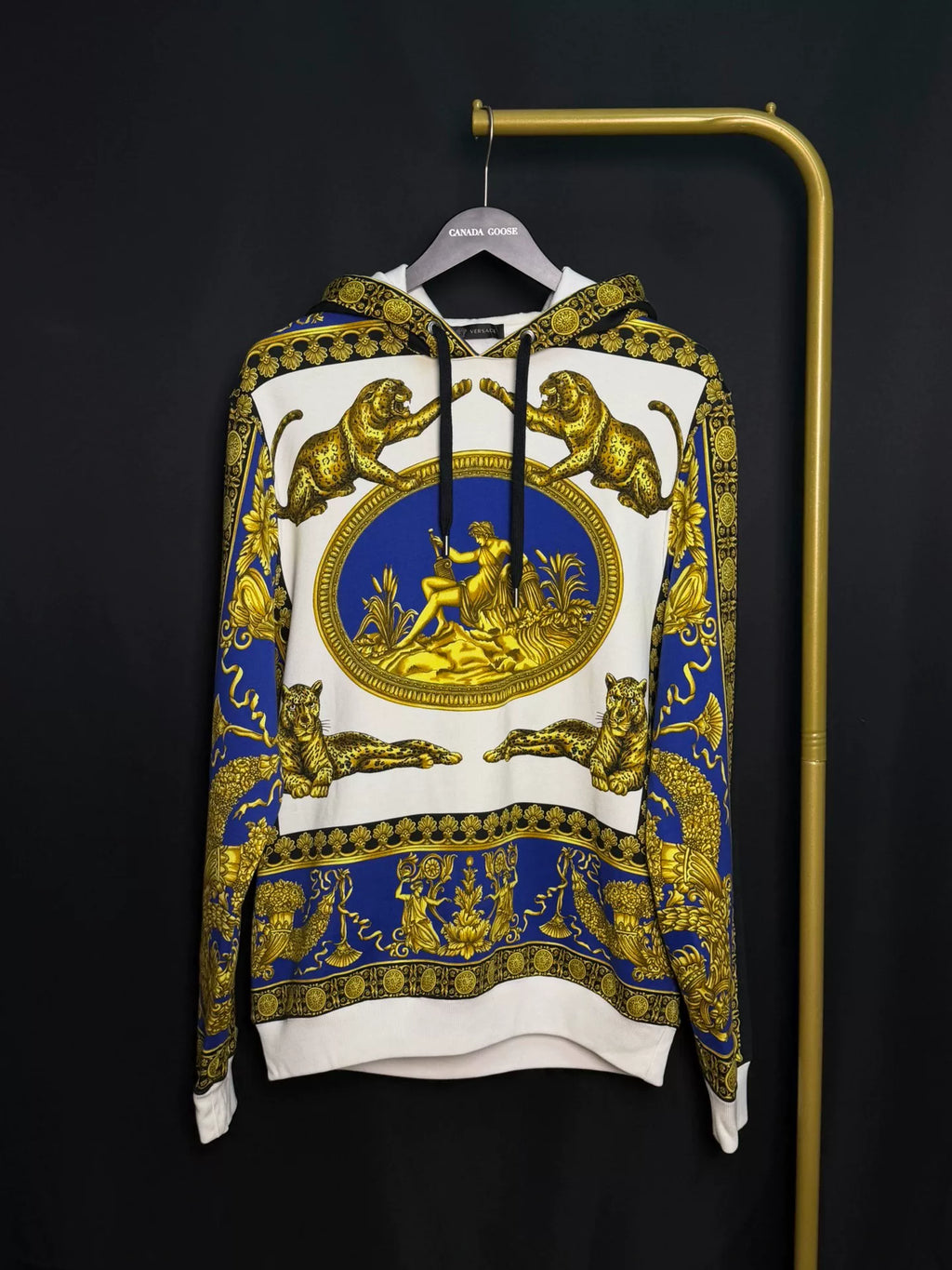 Versace Egyptian Leopard Print Hooded Sweatshirt
