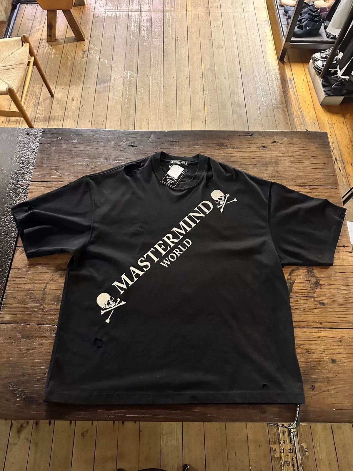 Mastermind World 2024 ORIGINAL Suvin Giza SCENE.XII Black Skull Print Cotton T-Shirt