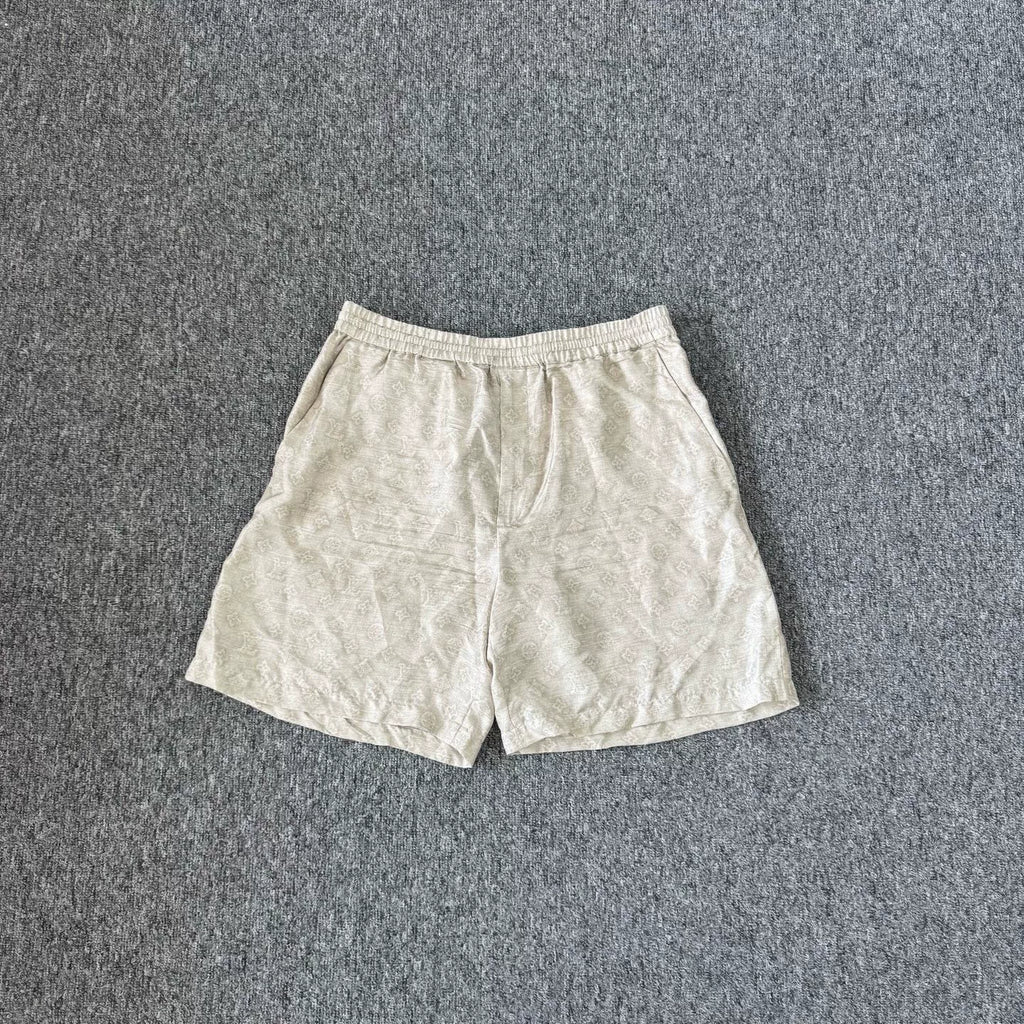 Louis Vuitton White All-Over Logo Print Drawstring Shorts