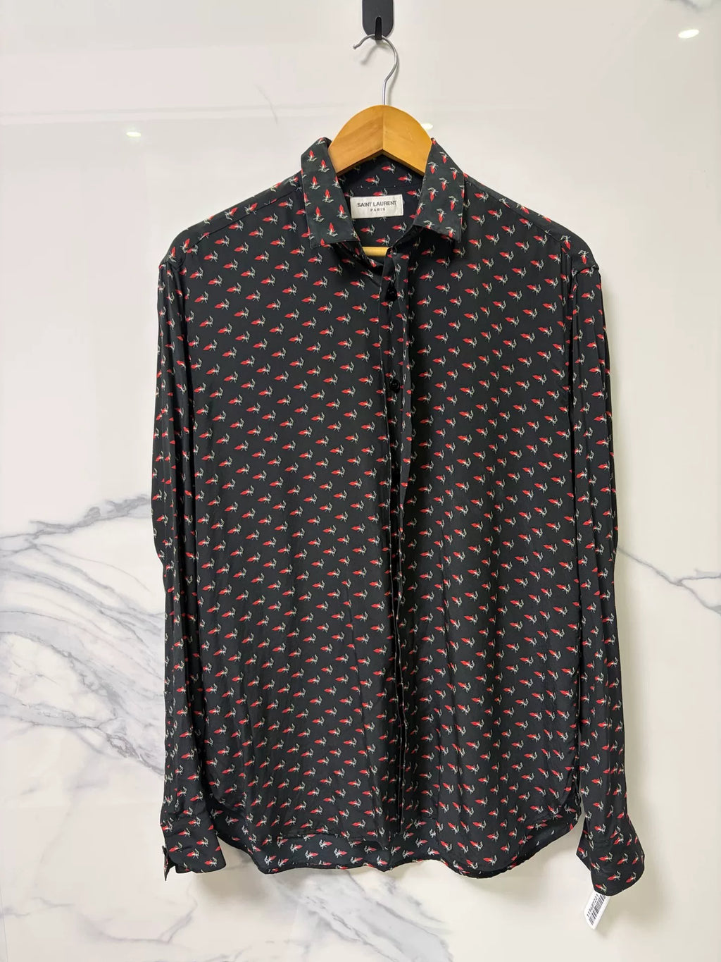 Saint Laurent Black Print Long Sleeve Shirt