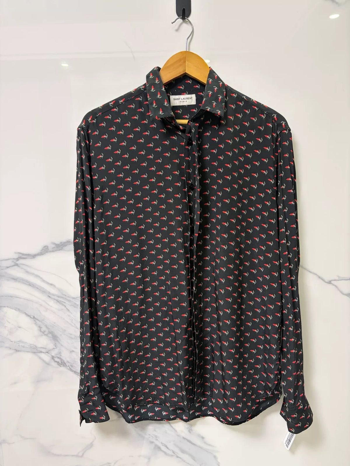 Saint Laurent Black Print Long Sleeve Shirt