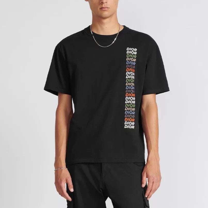 Dior 2024 Print Logo Cotton Black Short Sleeve T-Shirt