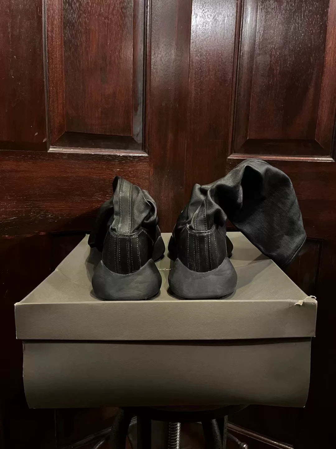 Rick Owens × ADIDAS Black Runner Stretch Horsebit Sock Boots