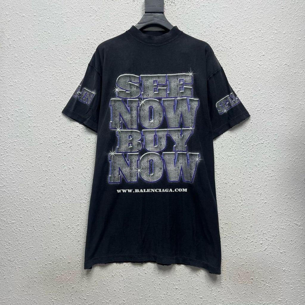 Balenciaga SS24 Black Washed Short Sleeve Top