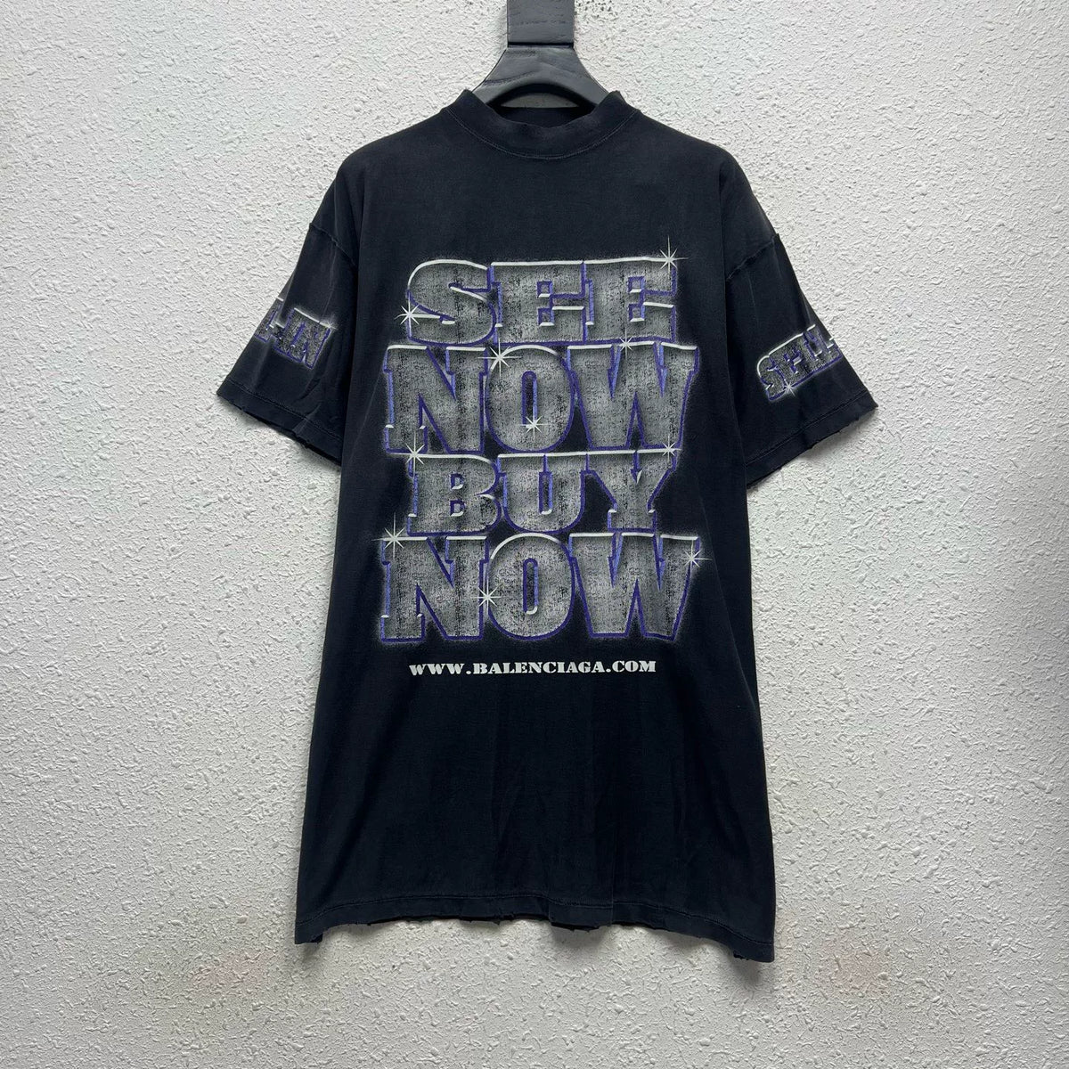 Balenciaga SS24 Black Washed Short Sleeve Top