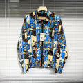 Burberry Logo All-Over Print Stand Collar Blue Jacket