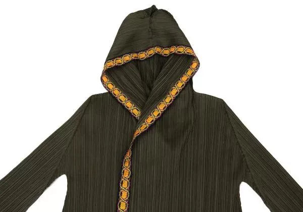 Issey Miyake Vintage Green Floral Hooded Pleated Top