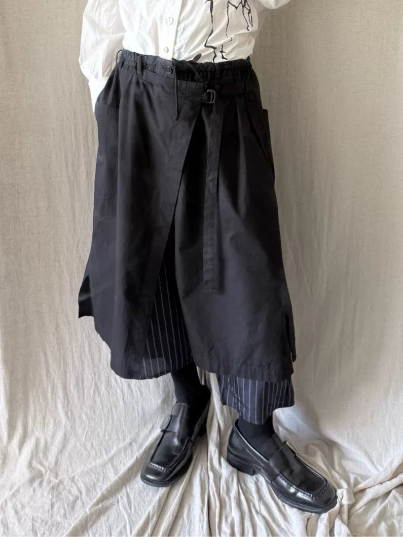 Yohji Yamamoto Pour Homme Blue Stripe Layered Kendo Trousers