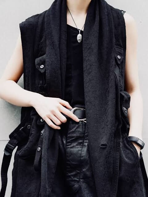 Julius_7 Distressed Denim Gun Holster Vest / Shell Vest
