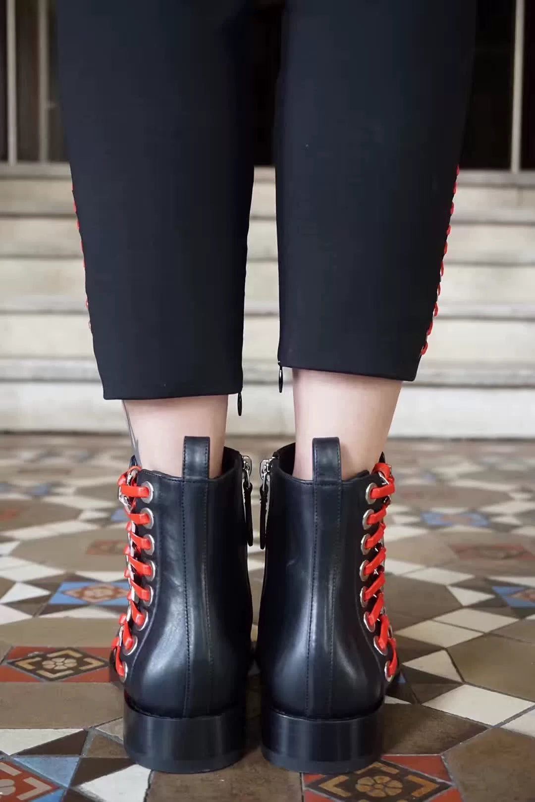 Alexander McQueen FW17 Black Chain Lace-Up Boots