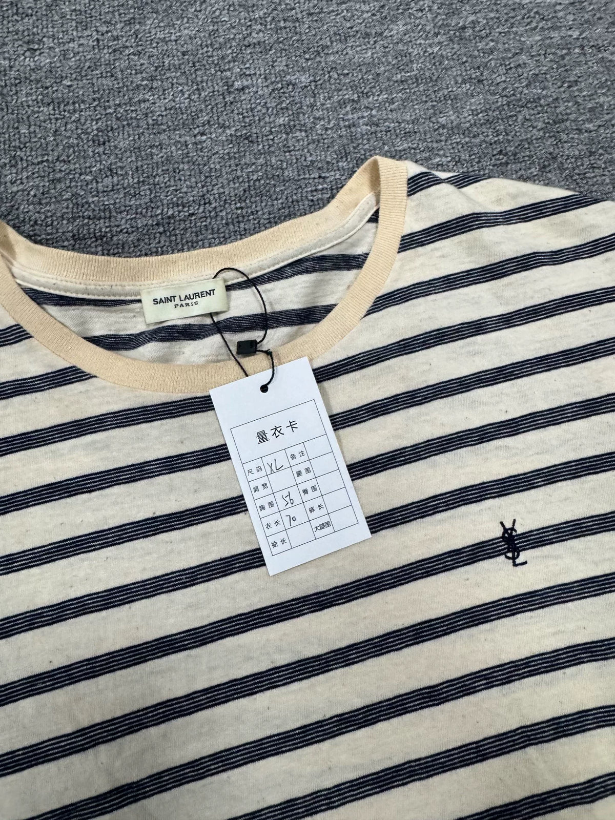 Saint Laurent Striped Short Sleeve Top