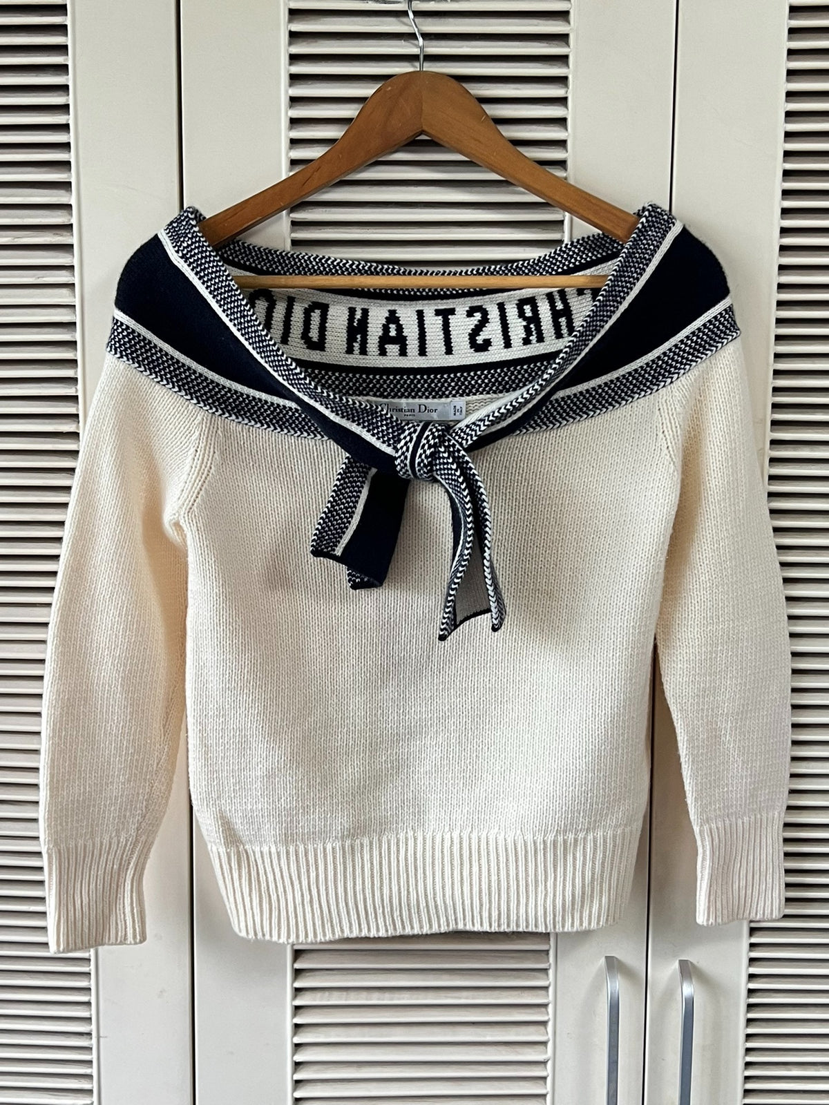 Dior Sailor Collar Tie-Front Sweater