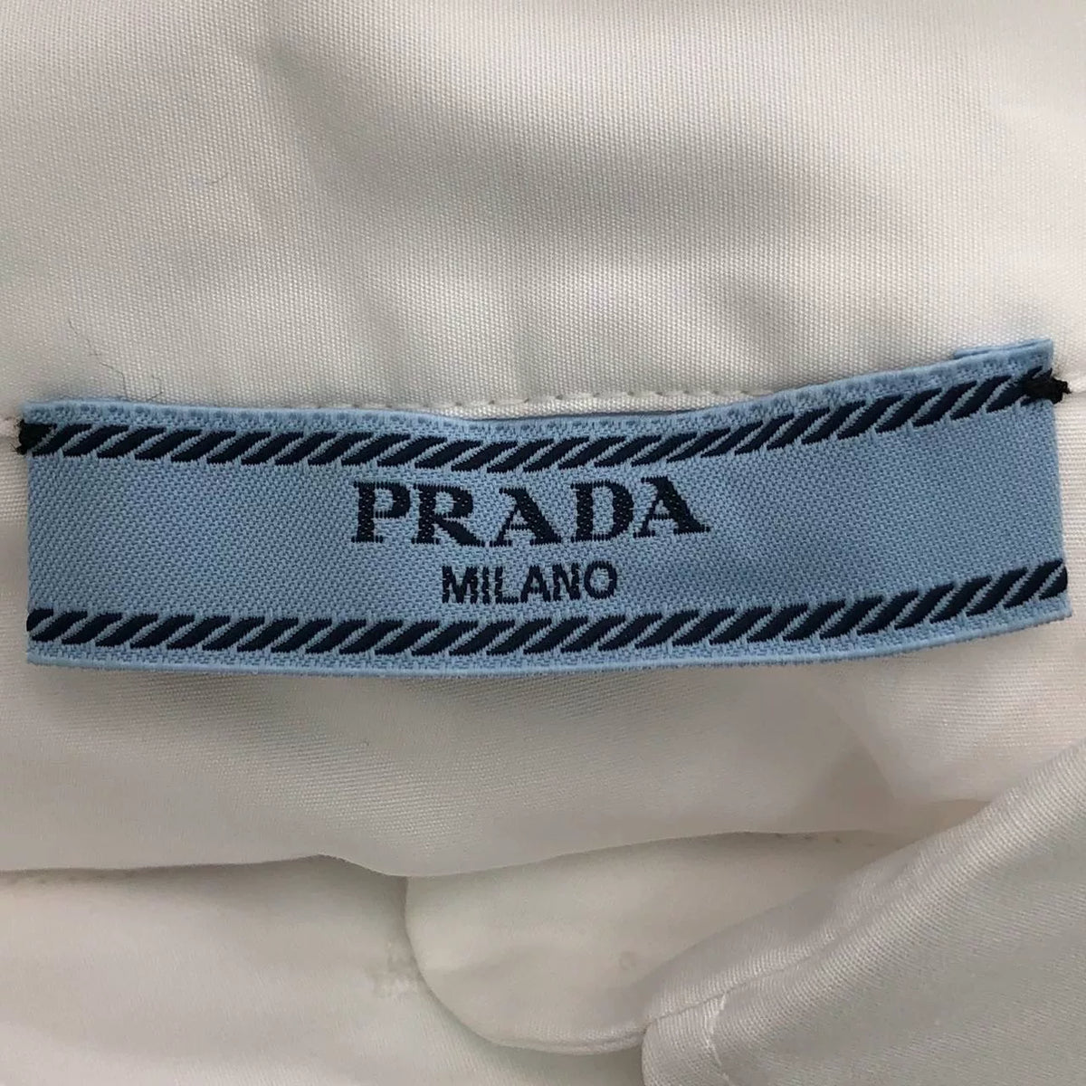 Prada White Logo Letter Cotton Collared Single-Breast Long-Sleeve Shirt