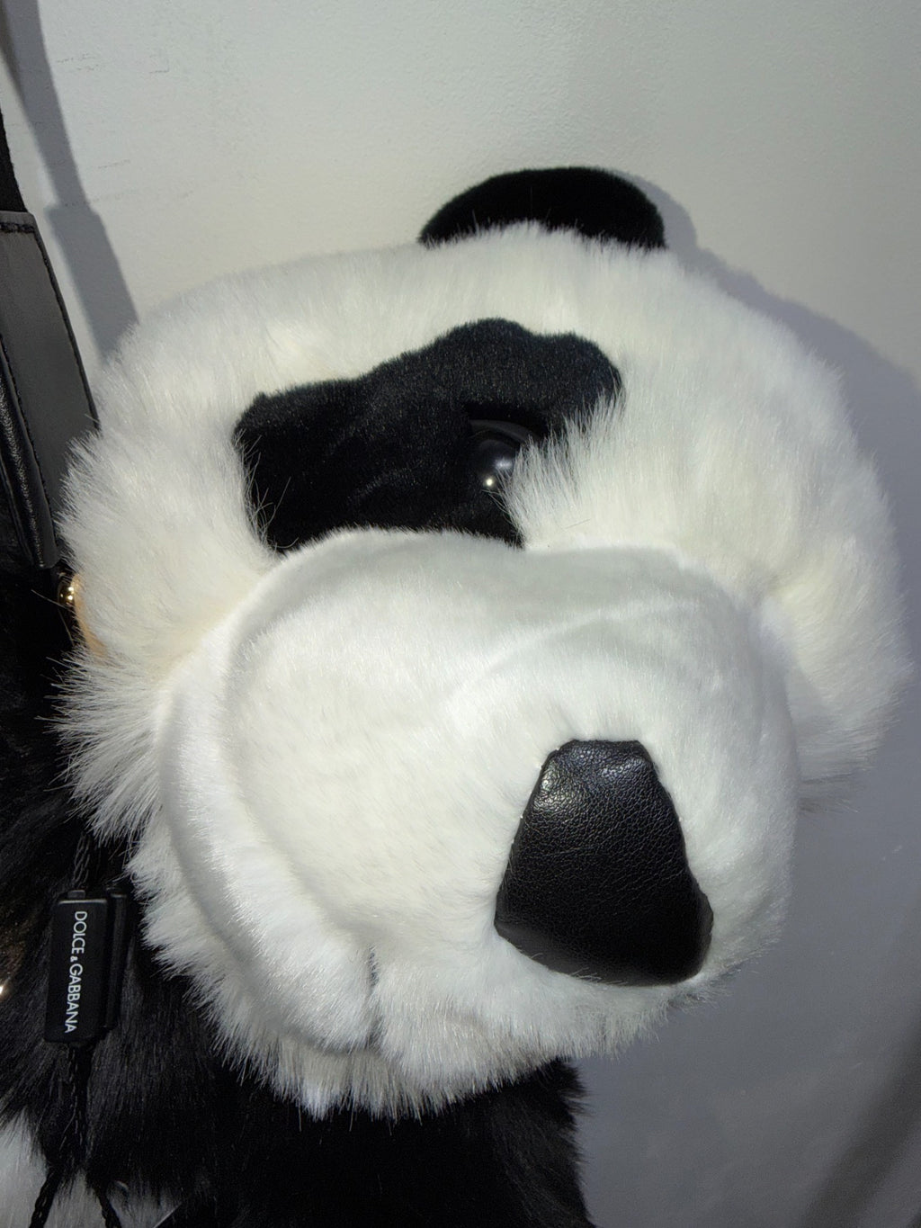 Dolce Gabbana Black Fur Plush Toy Panda Bear Backpack