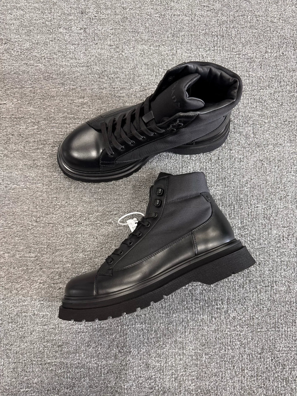 Prada Black Leather Nylon Boots