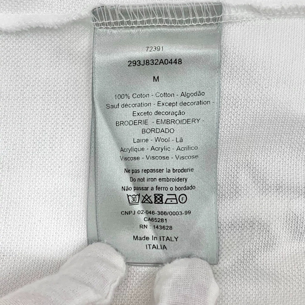 Dior White Letter Embroidery Logo Collared Single-Breasted Cotton Polo Shirt