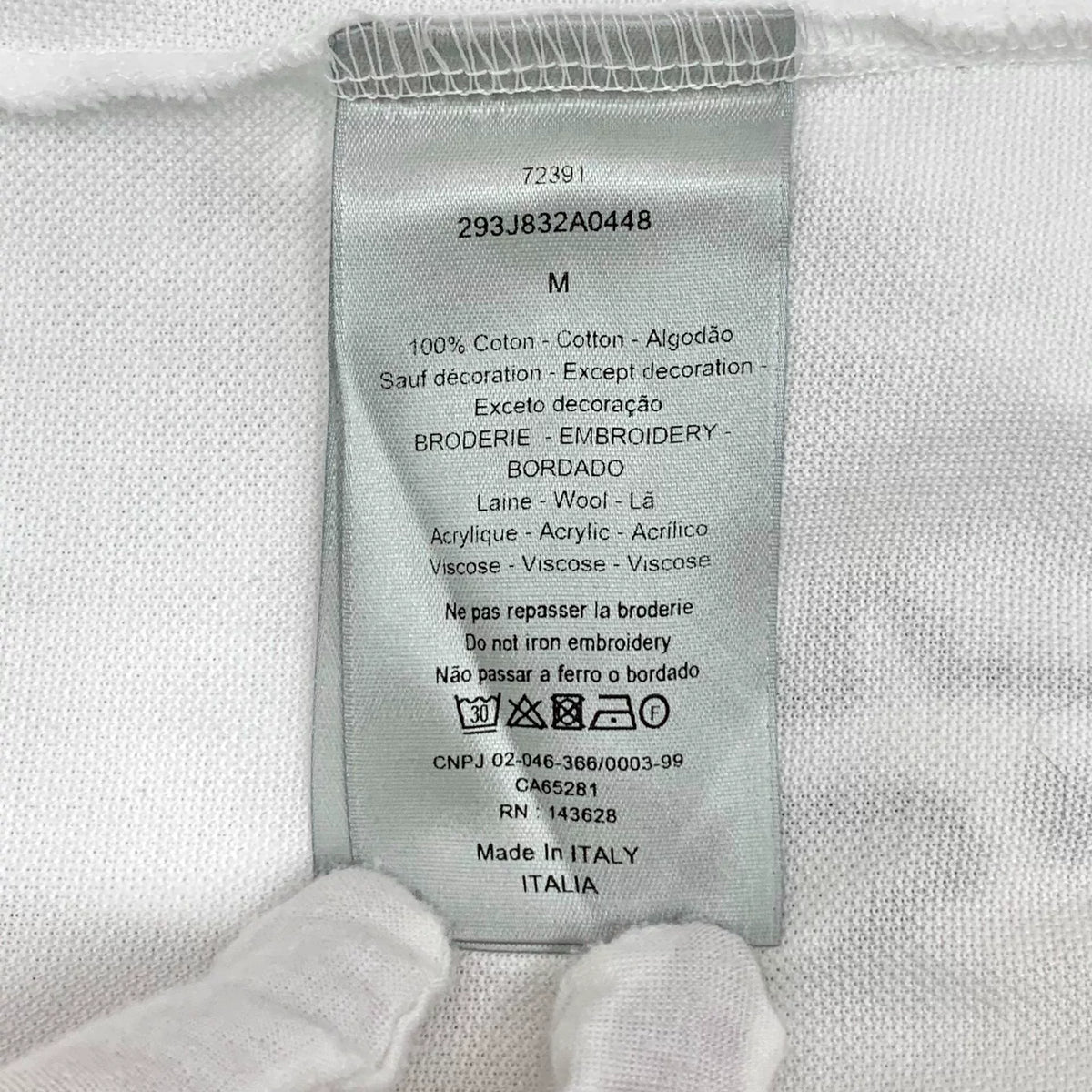 Dior White Letter Embroidery Logo Collared Single-Breasted Cotton Polo Shirt