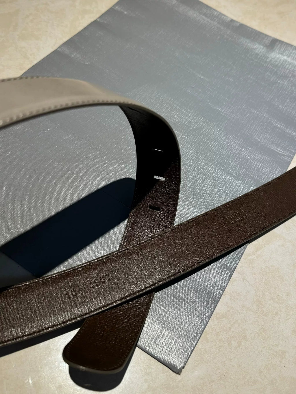 Prada Patent Leather Square Silver Buckle Belt