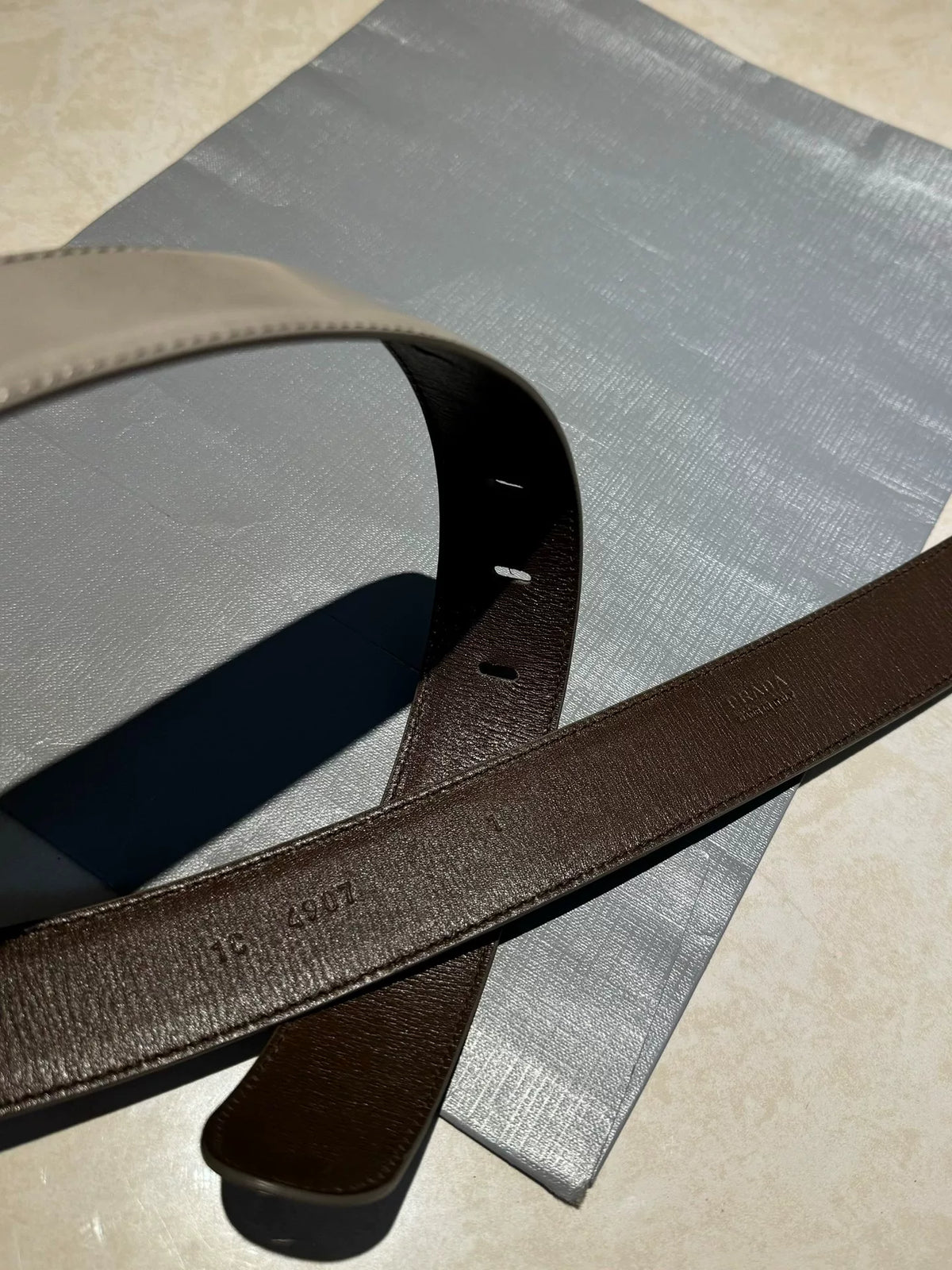 Prada Patent Leather Square Silver Buckle Belt
