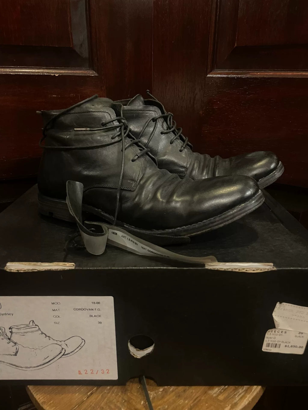 Layer-0 SS17 Black H7 GY Horsehide Ankle Boots