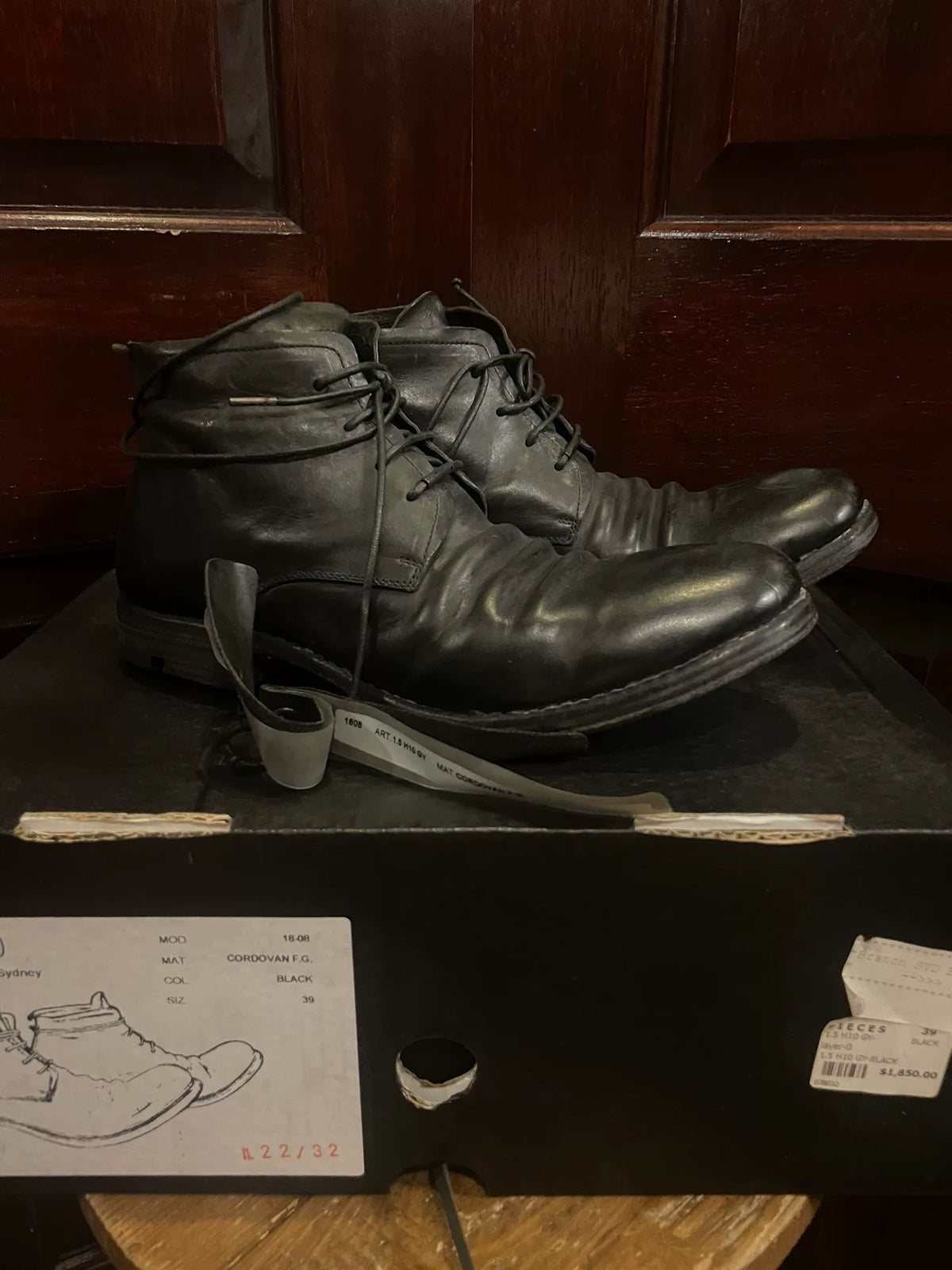 Layer-0 SS17 Black H7 GY Horsehide Ankle Boots