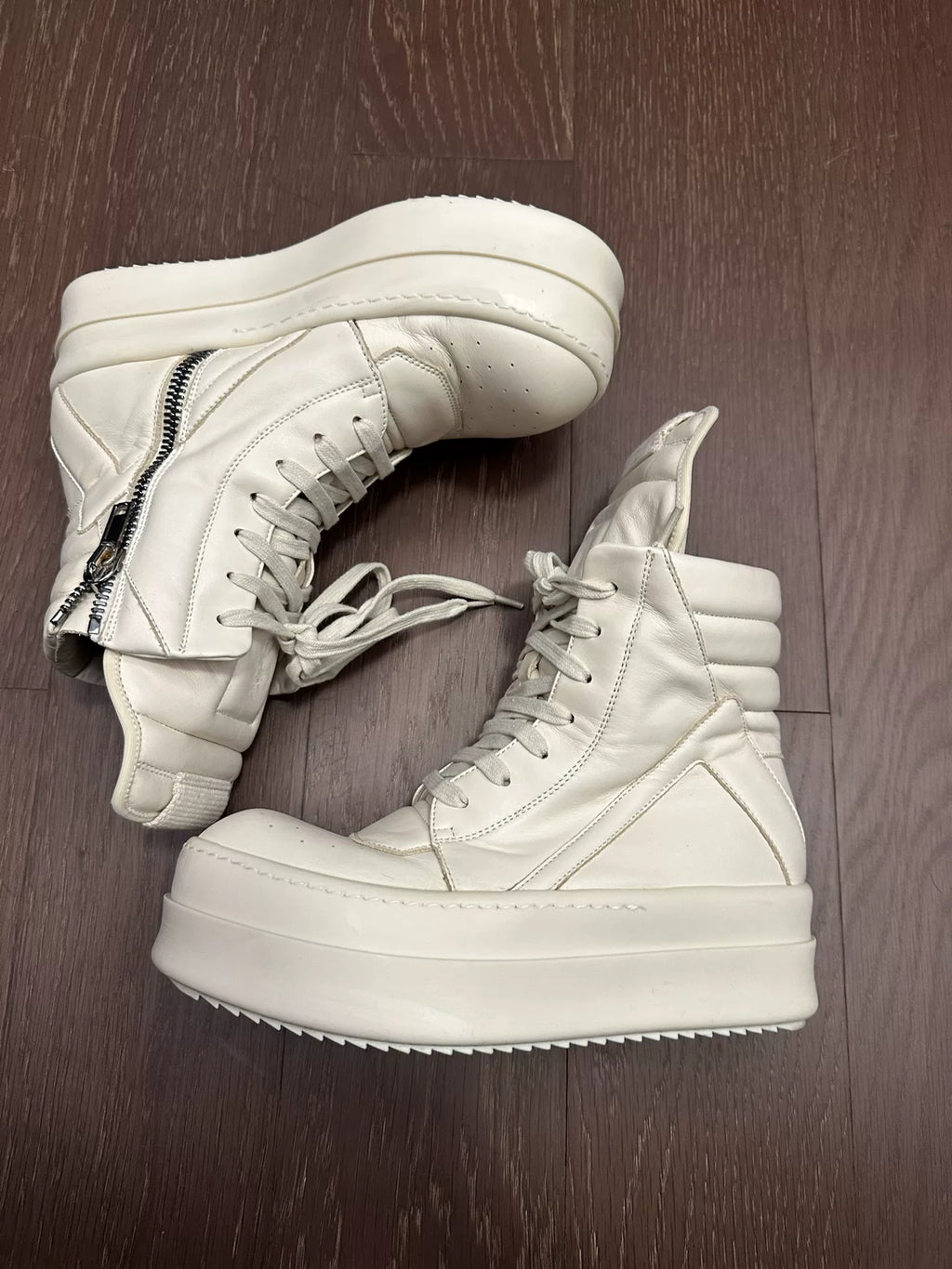 Rick Owens White Inverted-Triangle Sneakers