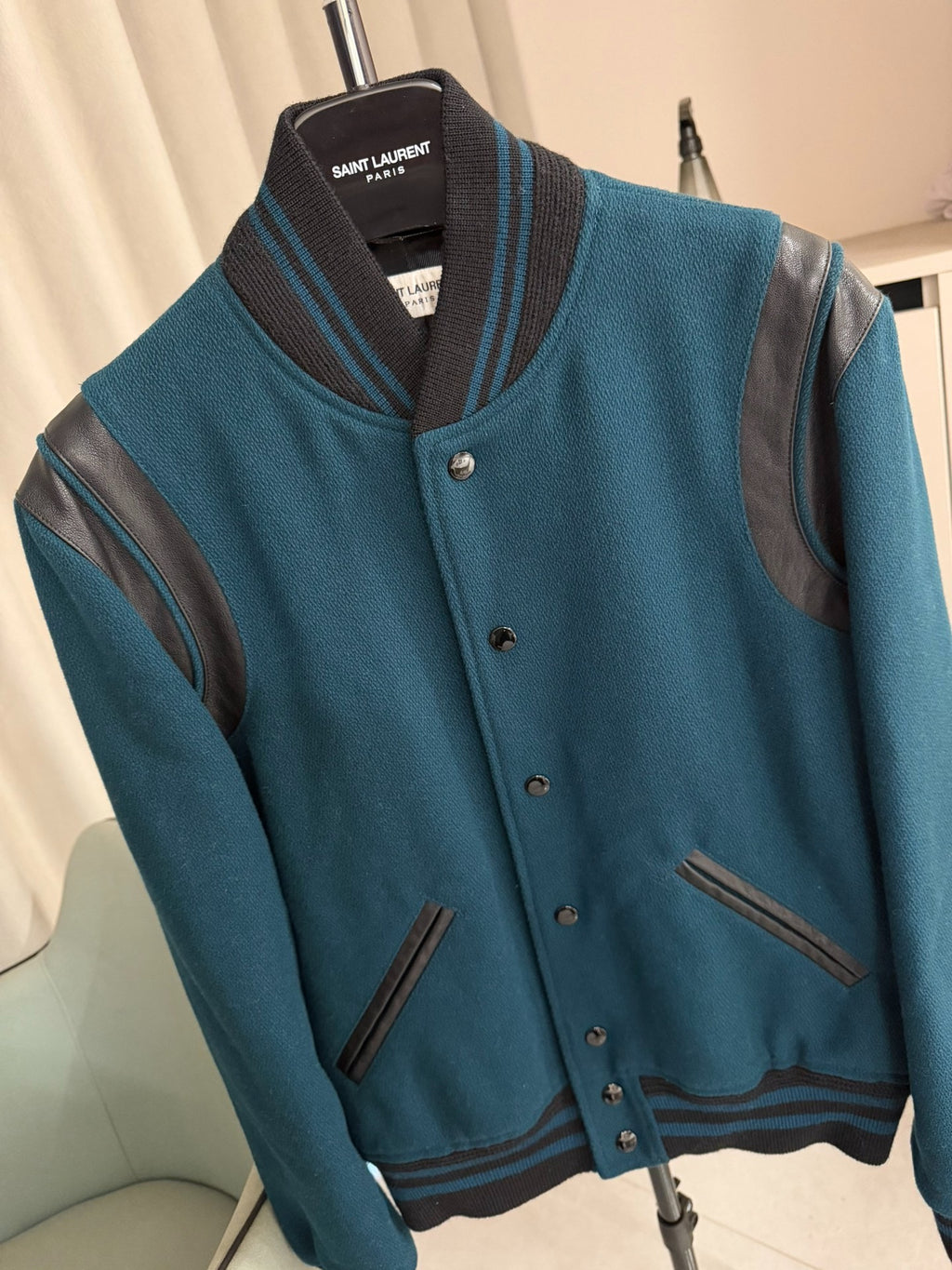 Saint Laurent FW18 Blue Green Teddy Jacket