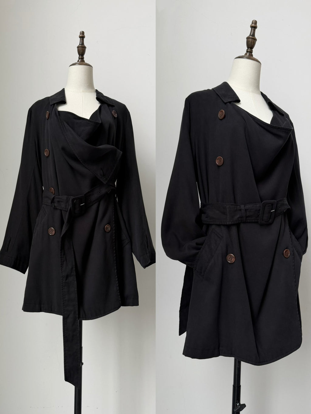Issey Miyake 2005 main line draped collar trench coat