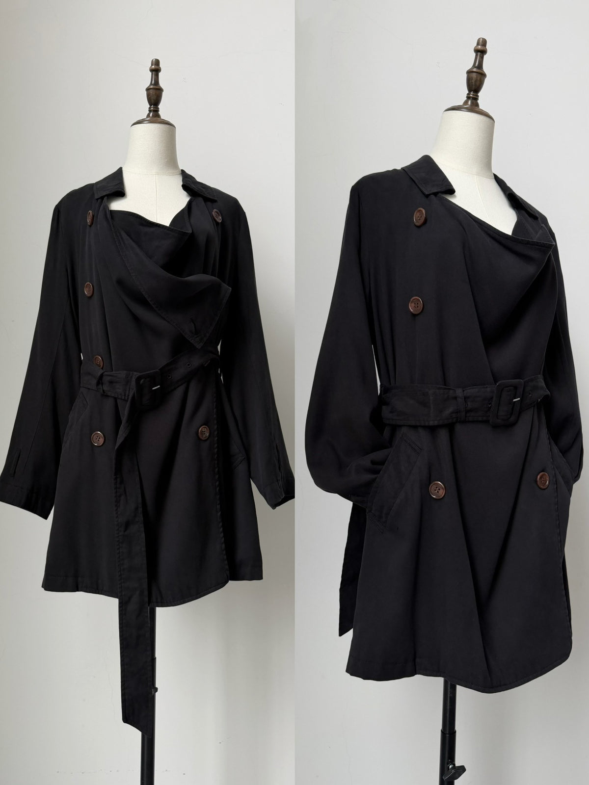 Issey Miyake 2005 main line draped collar trench coat