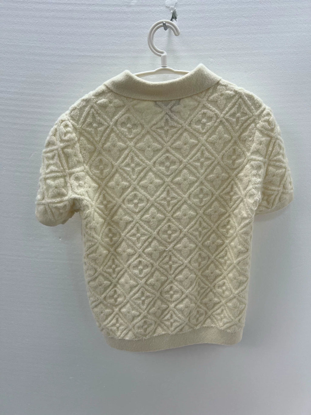 Louis Vuitton FW24 Wool Monogram Embossed Short Sleeve Polo Shirt
