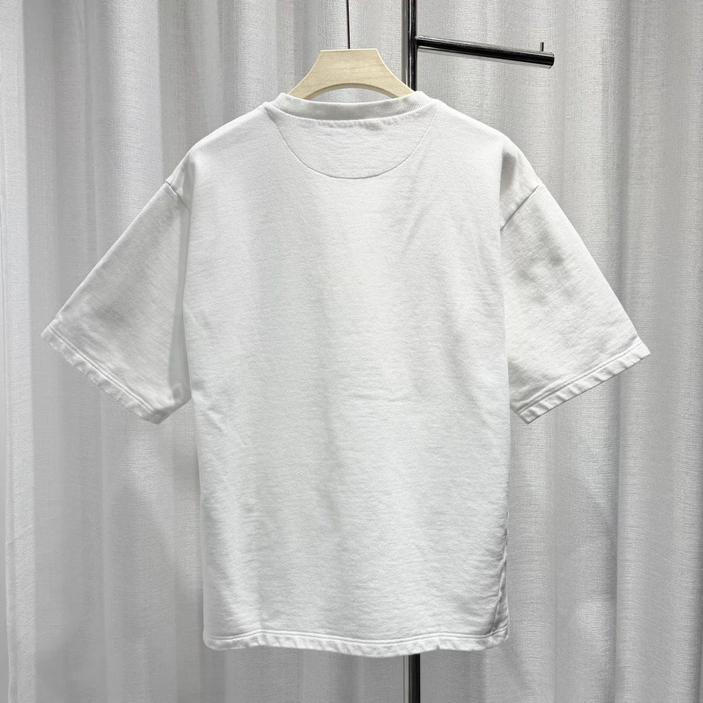 Prada Triangle Logo Cotton White Short Sleeve T-Shirt