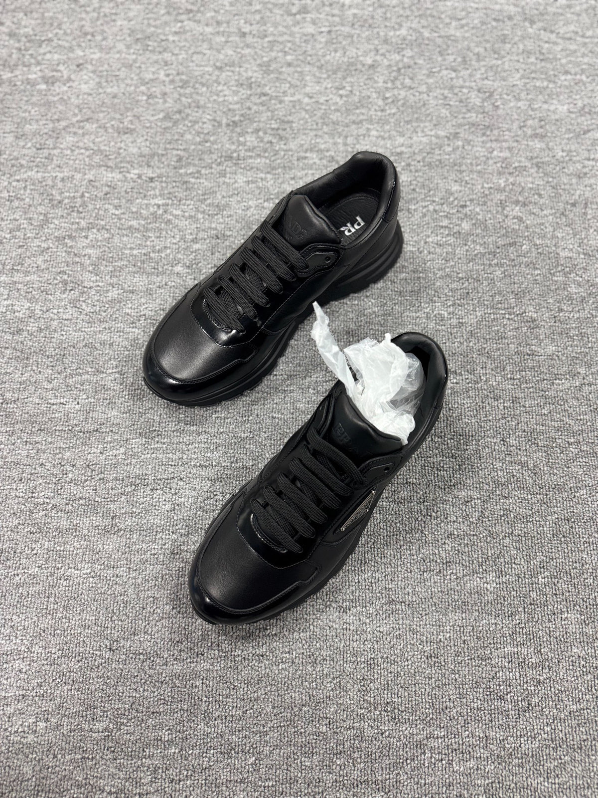 Prada Triangle Logo Black Loafers