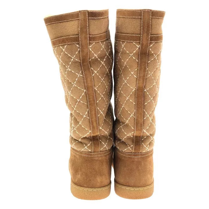 Chanel Brown Quilted Tall Boots