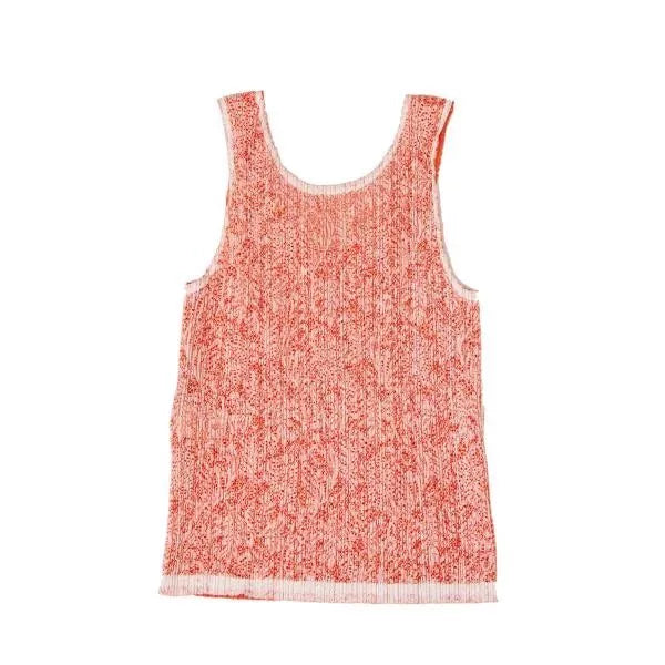 Issey Miyake Vintage Watermelon Red Floral Pleated Top