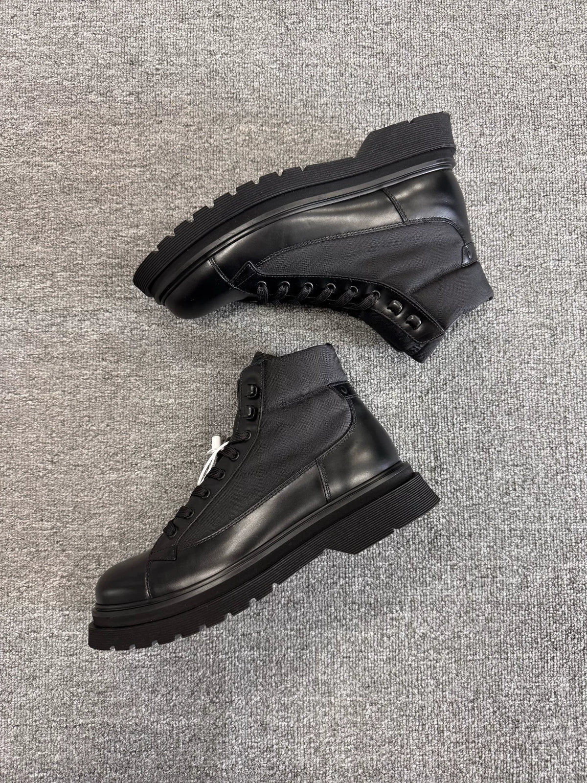 Prada Black Leather Nylon Boots