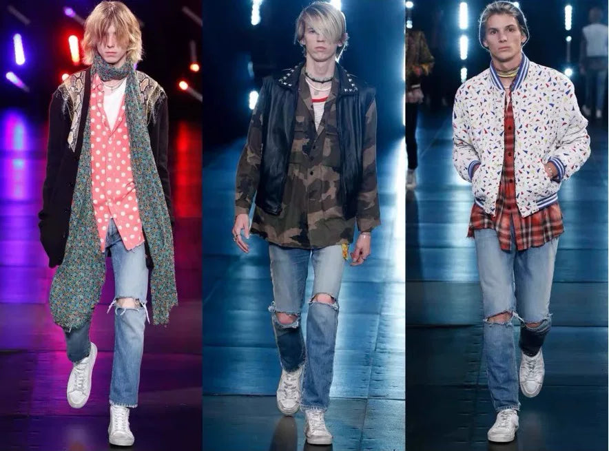 Saint Laurent Paris SS16 D10 Double Knee Slash Wash Jeans by Hedi Slimane