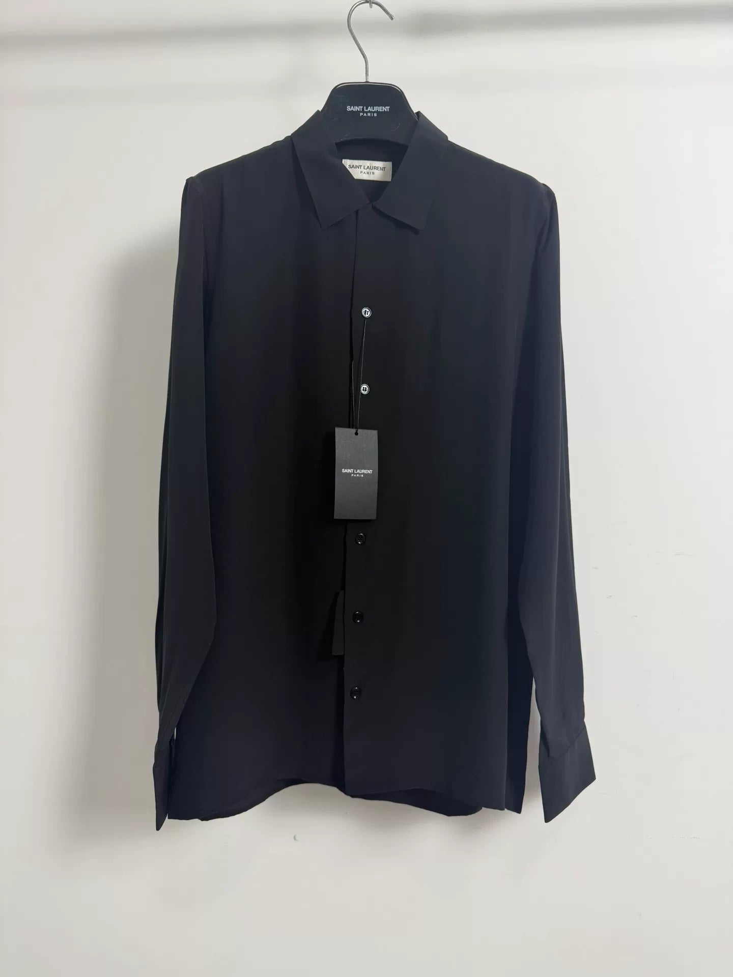 Saint Laurent Slp14ss Black Silk Shirt