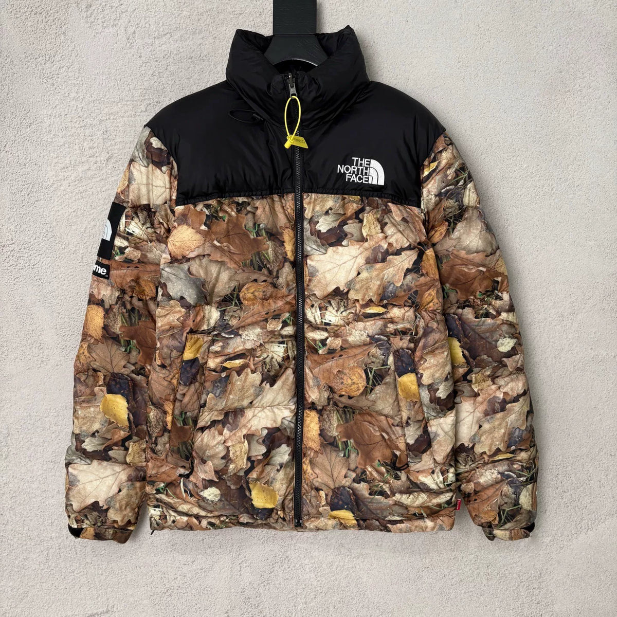 Supreme Yellow Full Print Stand-Collar Logo Goose Down Jacket