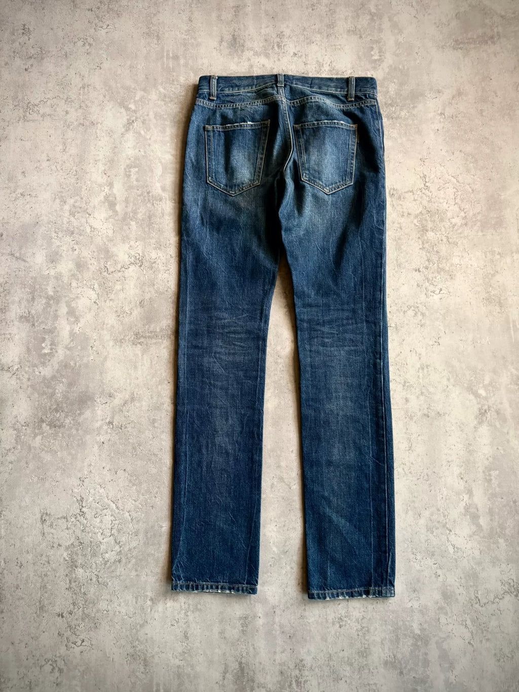 Saint Laurent 19SS Dark Blue Washed Distressed Denim Jeans