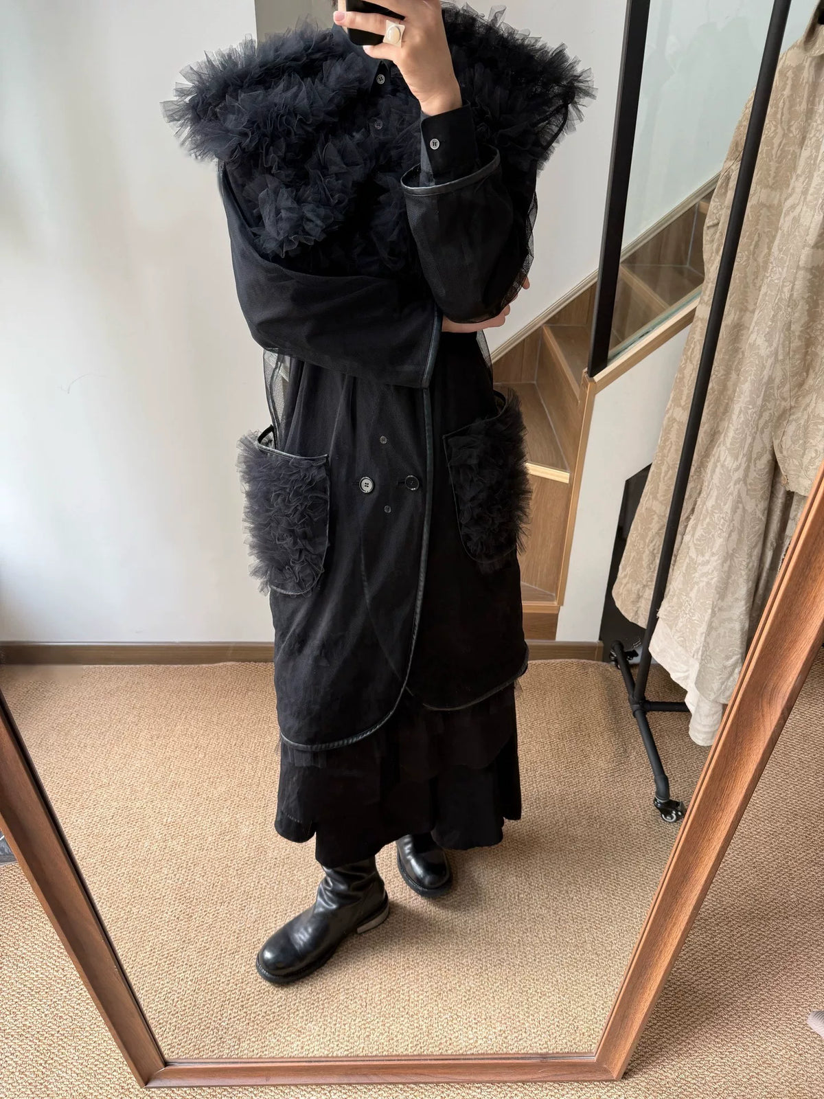 Comme des Garçons Comme des Garçons Noir Black Vintage Tulle One-Piece Coat