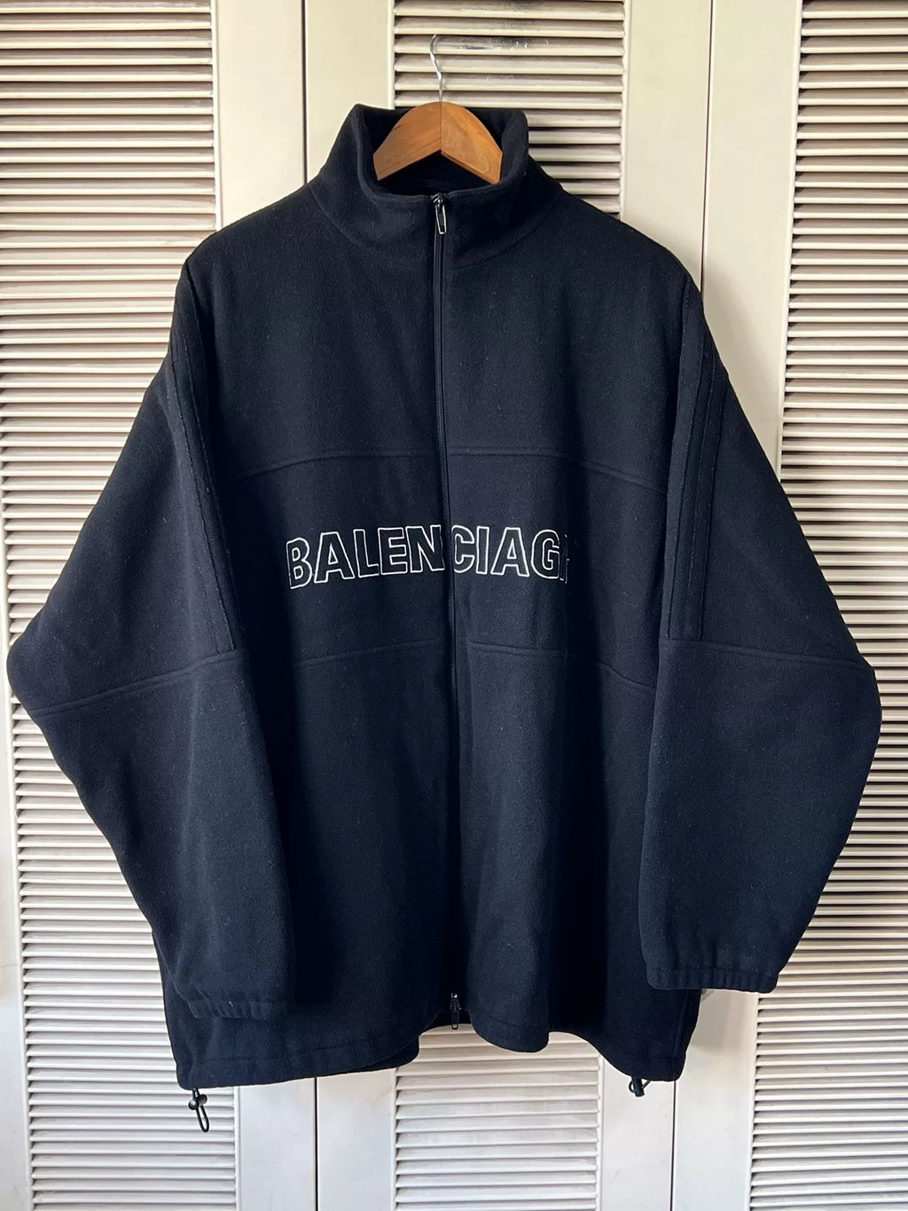 Balenciaga Men's Black Logo Zip-Up Jacket