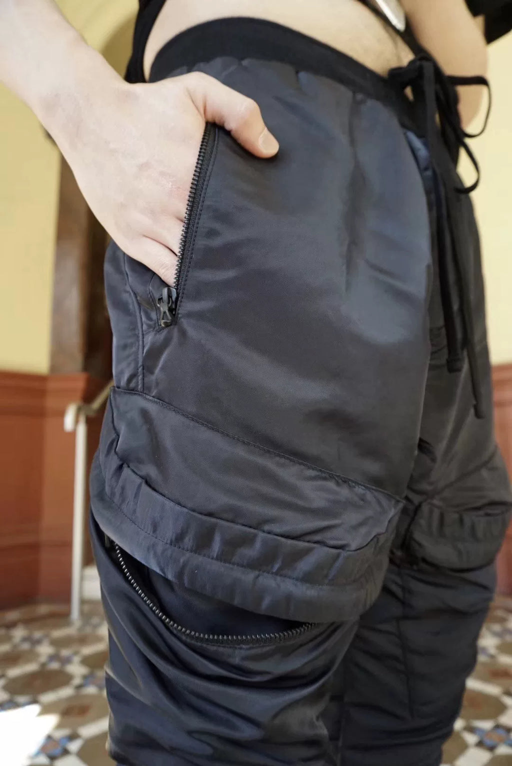 Julius FW19 Black Tapered Nylon Pants