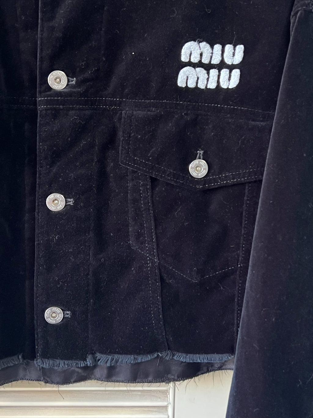 Miu Miu black velvet logo short jacket