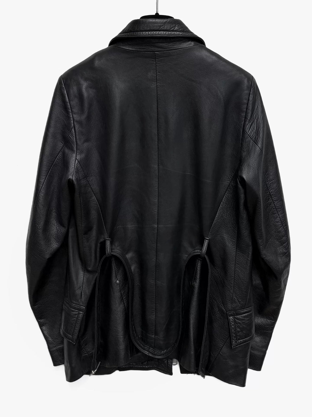 Ann Demeulemeester 2000s Black Asymmetric Zip-Up Leather Jacket