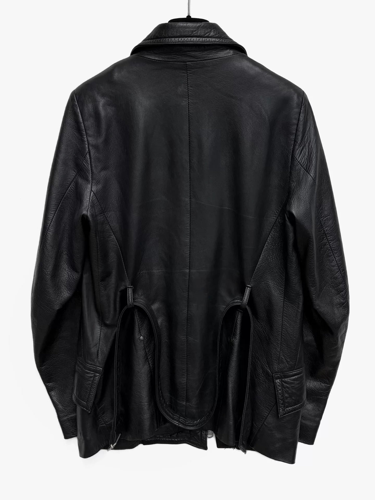 Ann Demeulemeester 2000s Black Asymmetric Zip-Up Leather Jacket