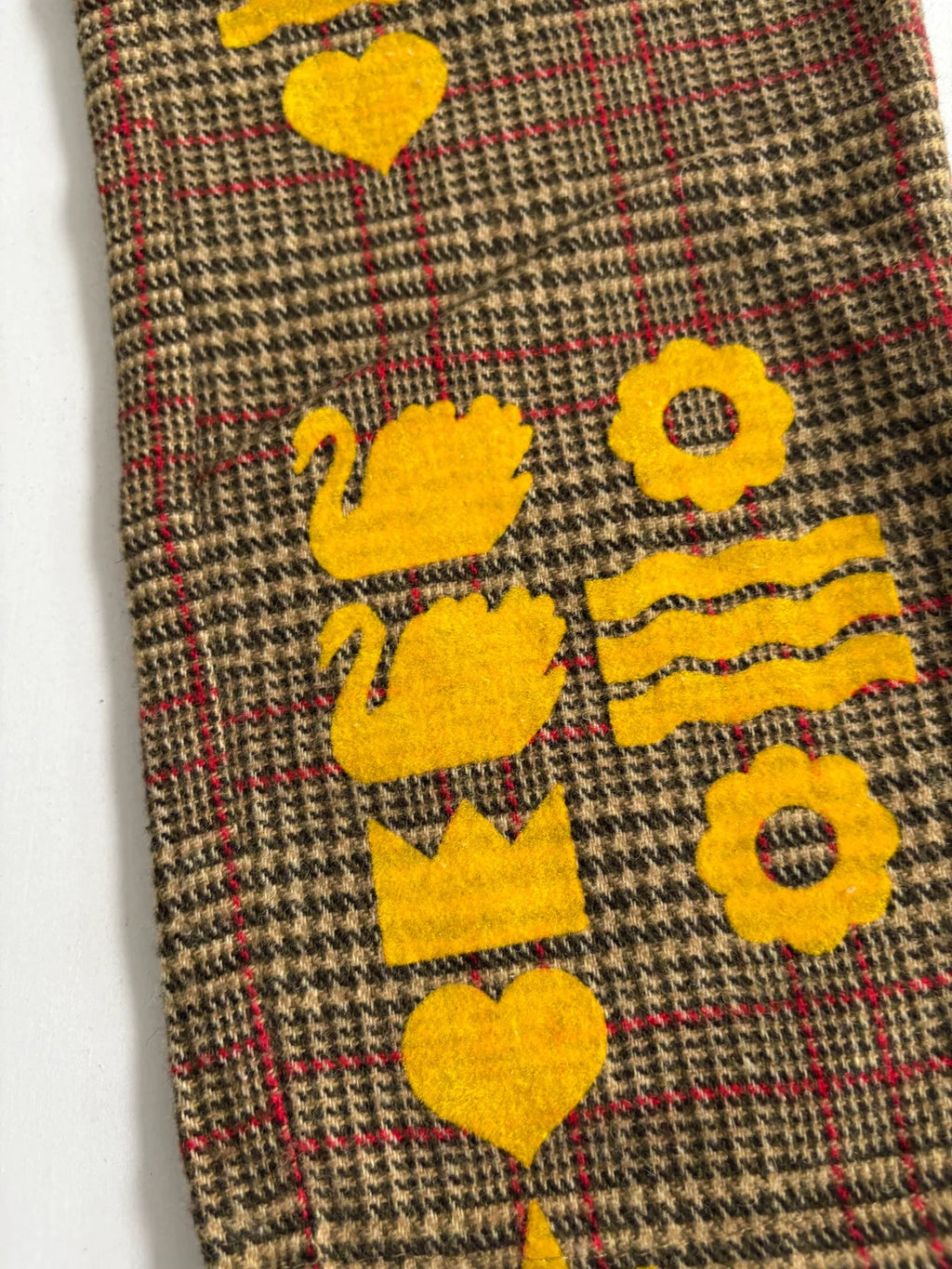 Walter van Beirendonck 1997 showpiece swan plaid pants